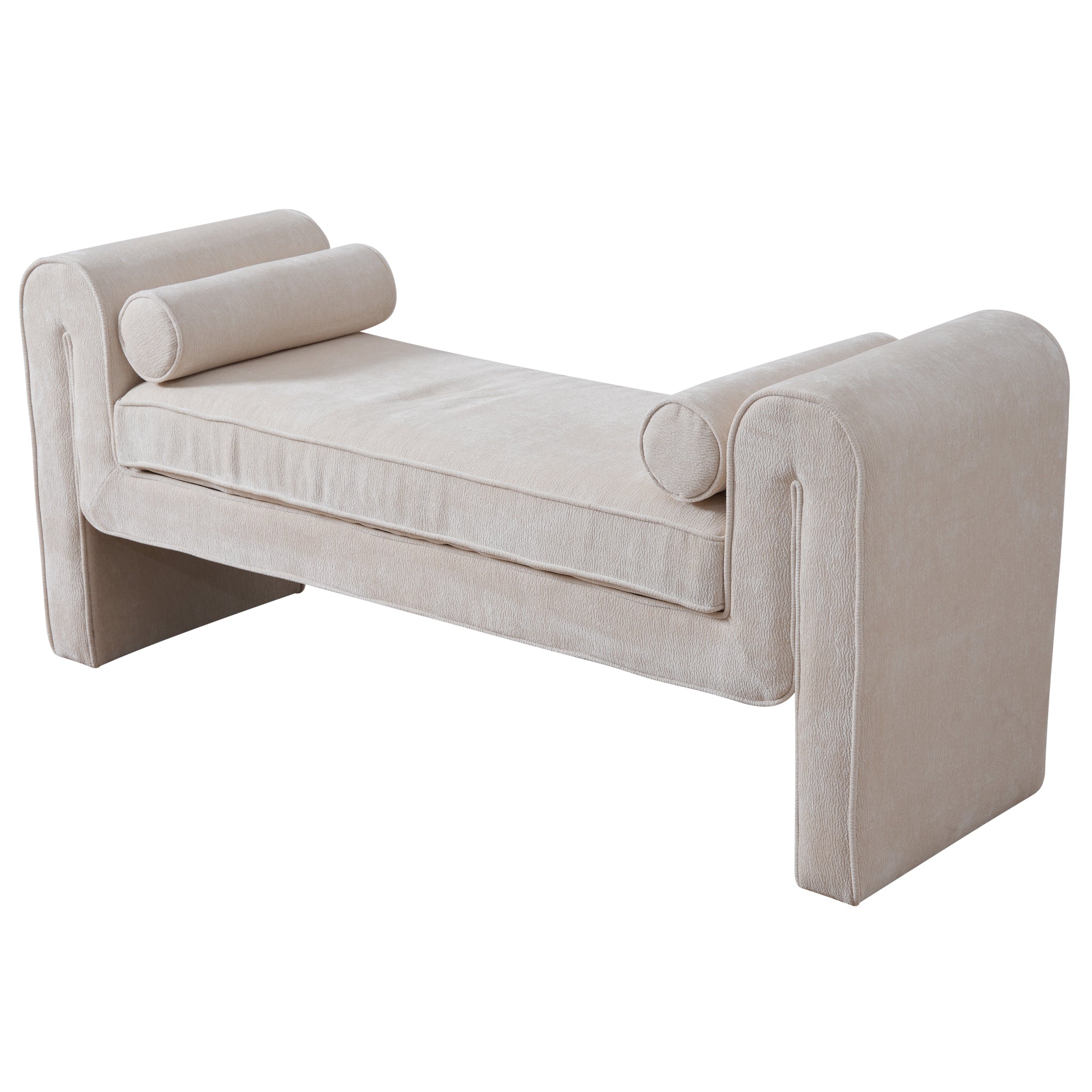 Regent Bench in Cream Chenille – Luxury Modern Seating – Curated by SH