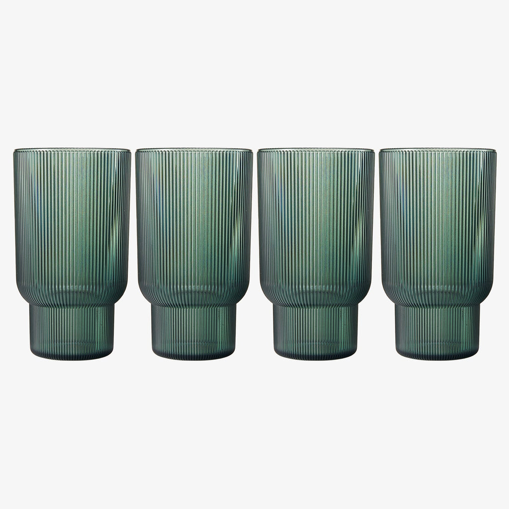 Eze Acrylic Ribbed Highball Glassware, Set of 4