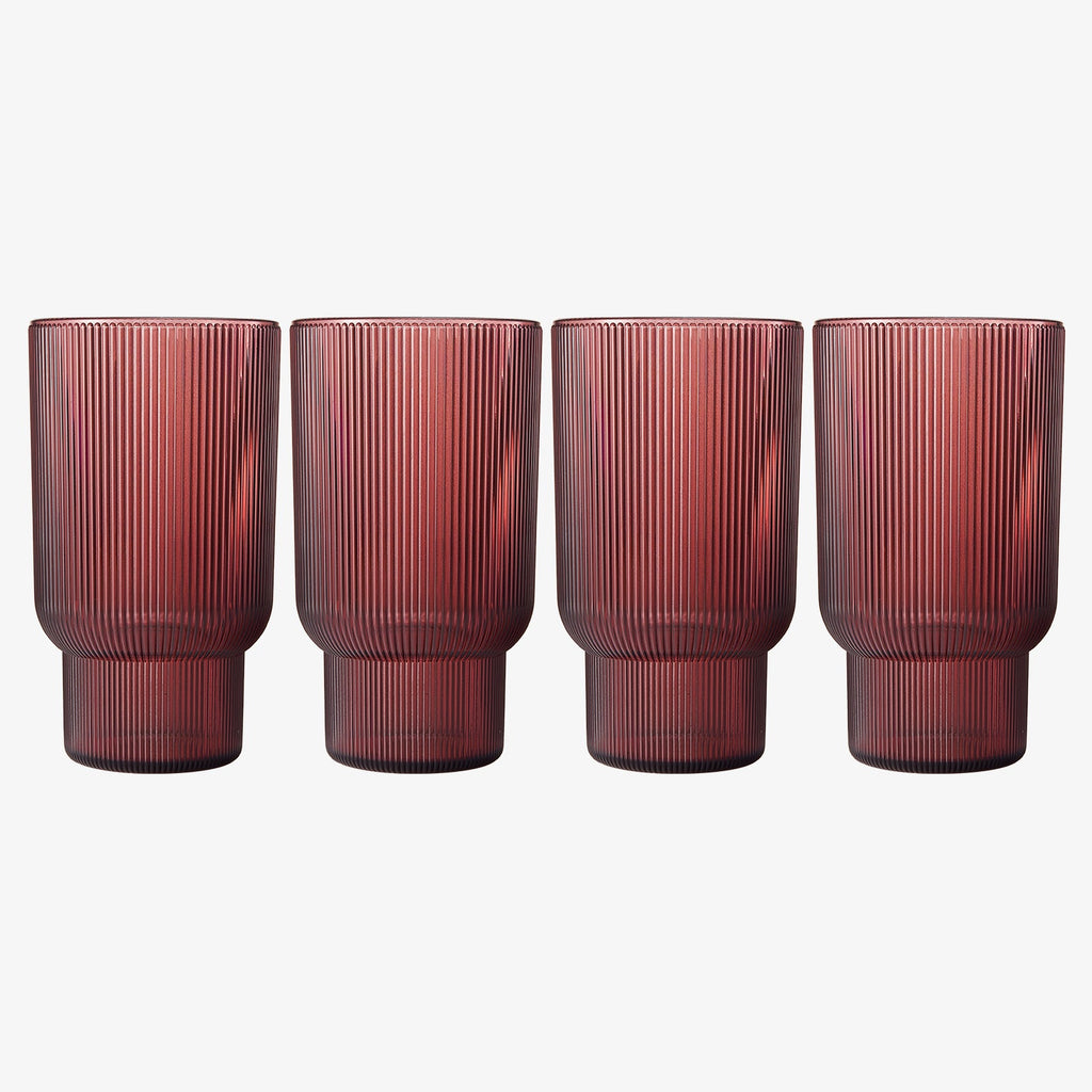 Eze Acrylic Ribbed Highball Glassware, Set of 4