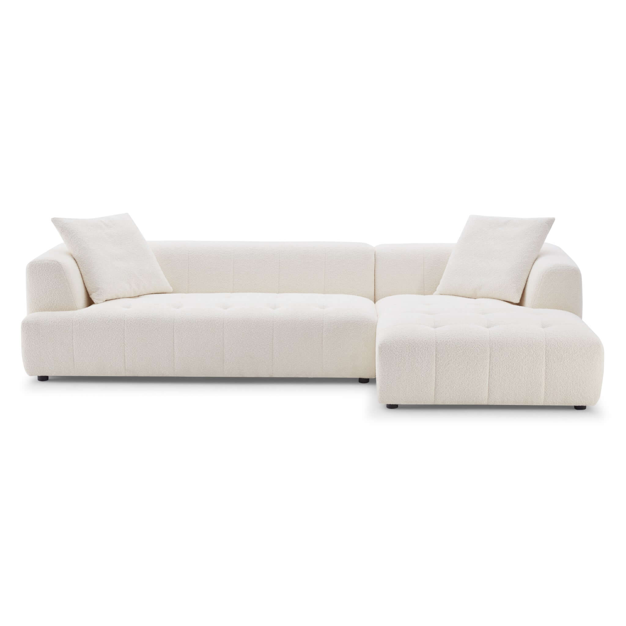 Kaynes Right Sectional Ivory Boucle Sofa – Designer Sofa – Curated by 