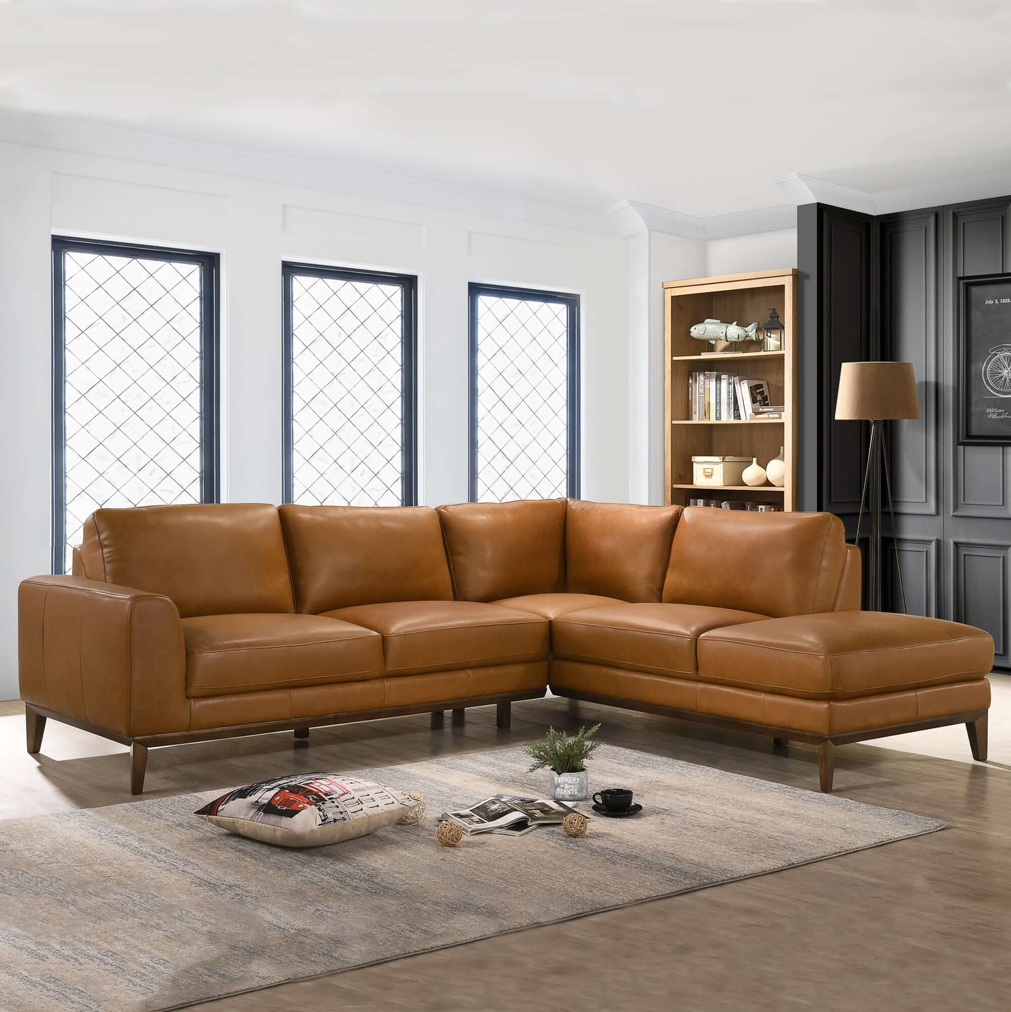 London  Leather Sectional Sofa Right Facing – Designer Sofa – Curated 