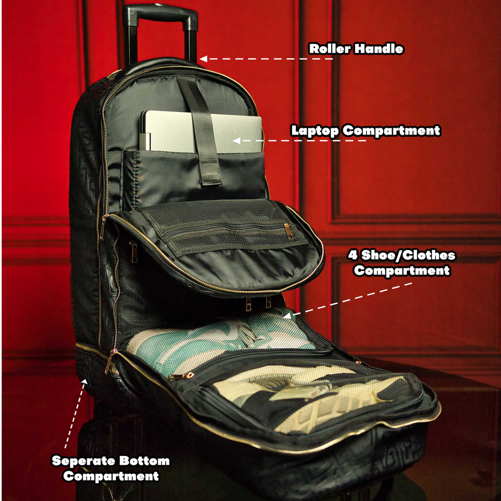 Brown Leather Carry-On Patented Roller Bag