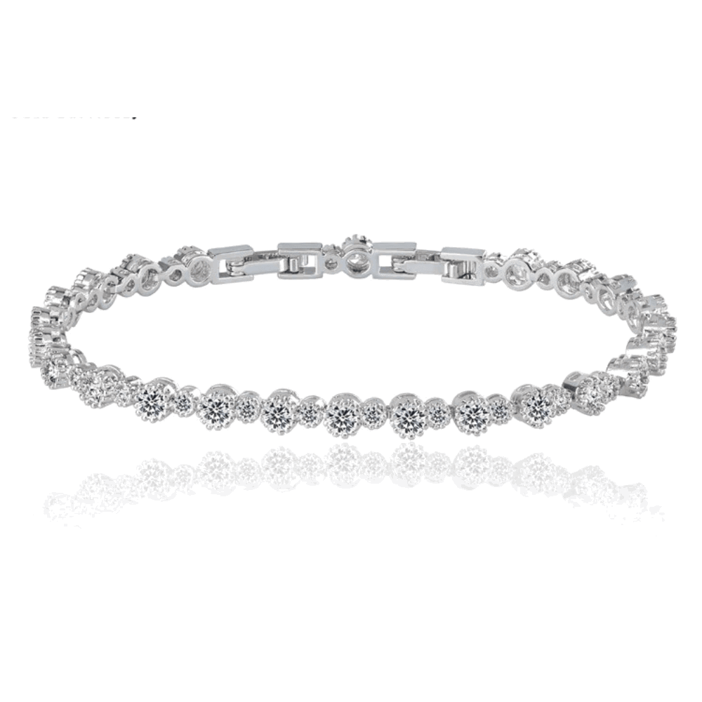 Round Cut Cubic Zirconia Tennis Bracelet with Round Cut Cubic Zirconia