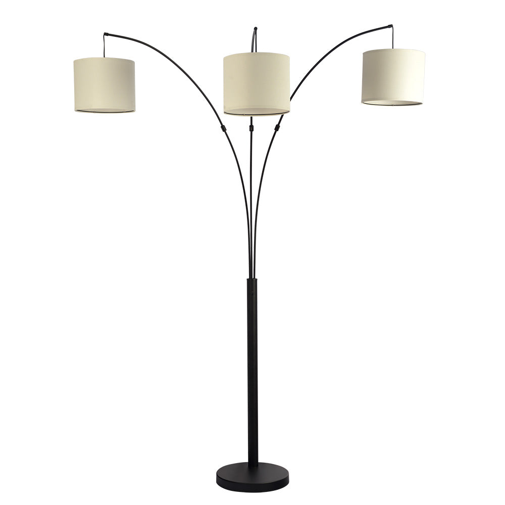 Royal 3-Arm Metal Arc Floor Lamp, Oil Rubbed Bonze with Linen Shade, 4