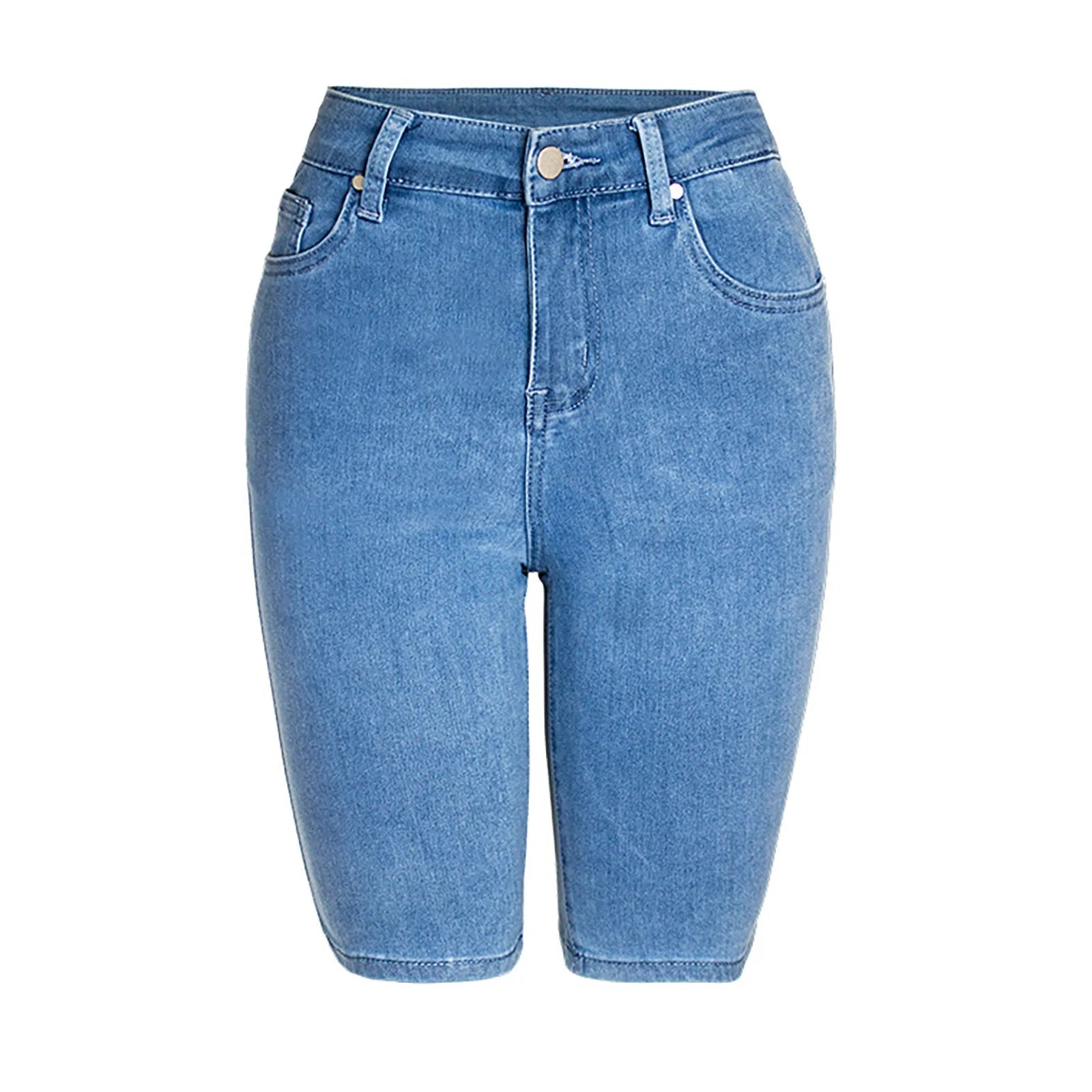 Casual Retro Black High Waist Denim Shorts for Women - Knee-long Summer Shorts