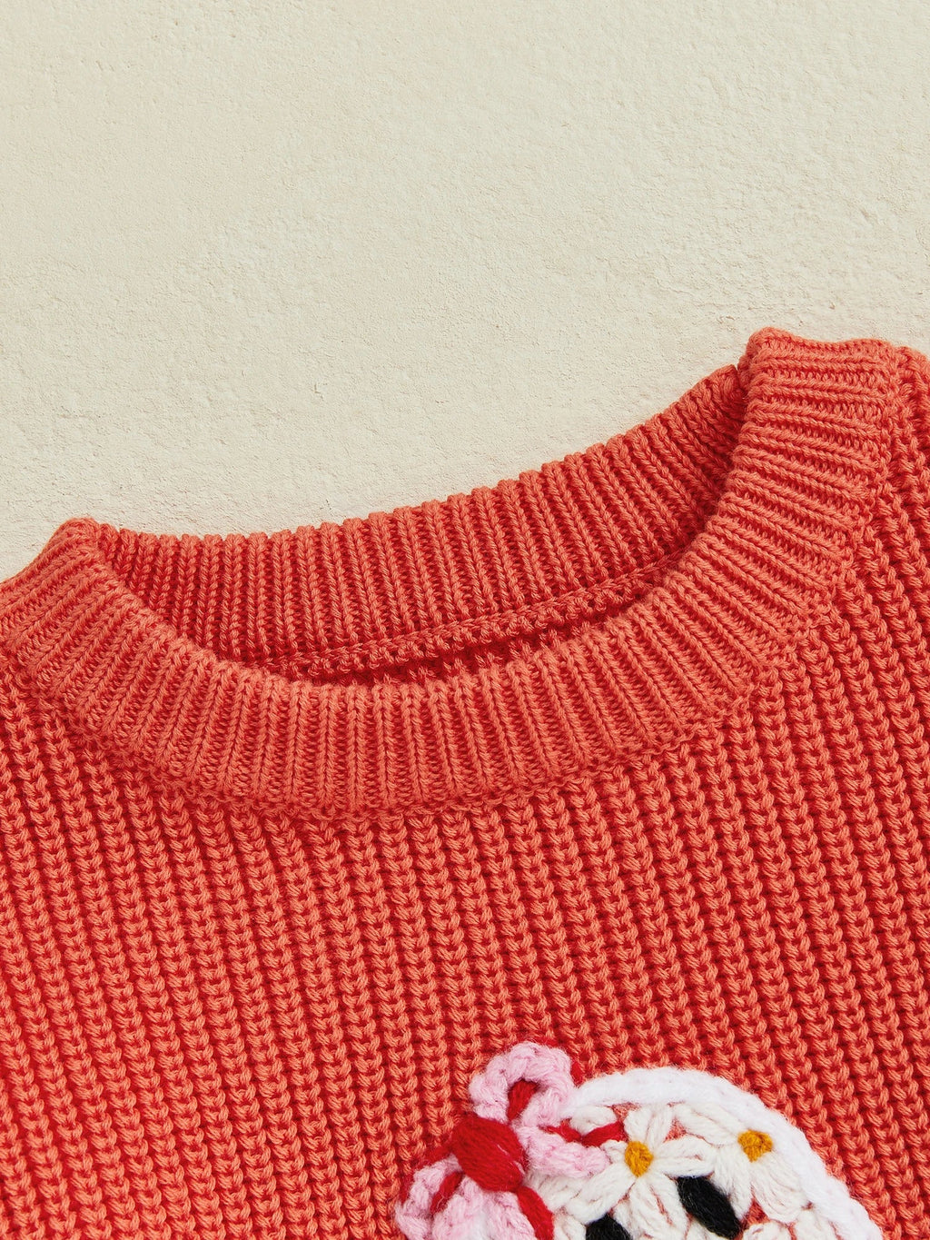 Baby Toddler Kids Girl Halloween Sweater Long Sleeve Round Neck Ghost Flower Embroidery Knit Pullover Top