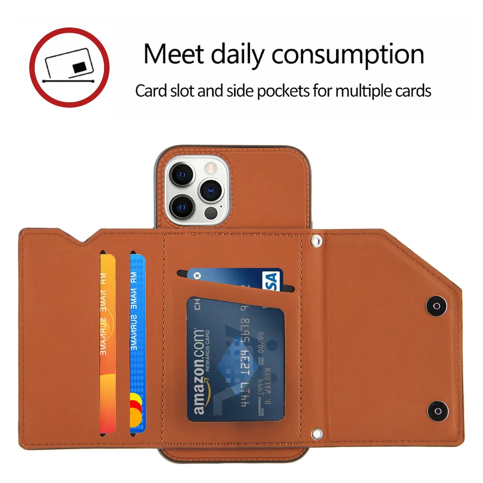 Lanyard Leather Phone Case for iPhone 13 12 11 Pro Max XS MAX XR X 7 8 Plus with Card Slot and Wallet Cover