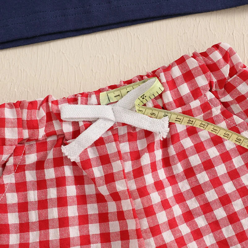 Baby Toddler Boys 2Pcs 4th of July Outfit Short Sleeve Truck/Flag Embroidery T Shirt Top + Shorts Set Clothes