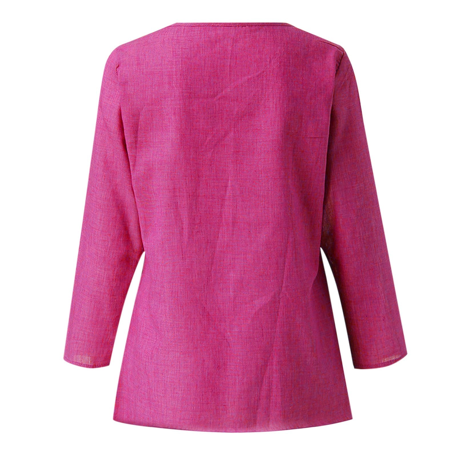 Vintage Cotton Linen Blouse Loose Blouses Summer Shirts Casual Long Sleeve Round Neck Solid Shirt