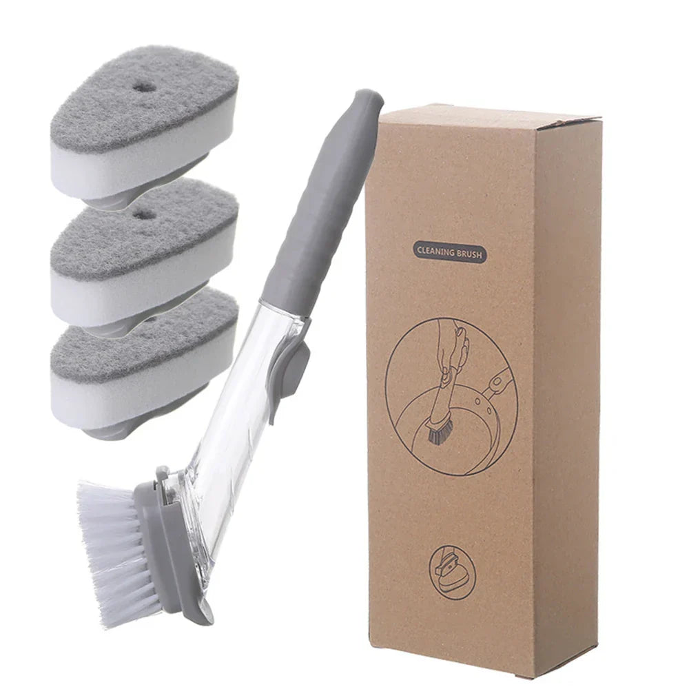 Automatic Liquid-Filling Dishwashing Brush with Long Handle