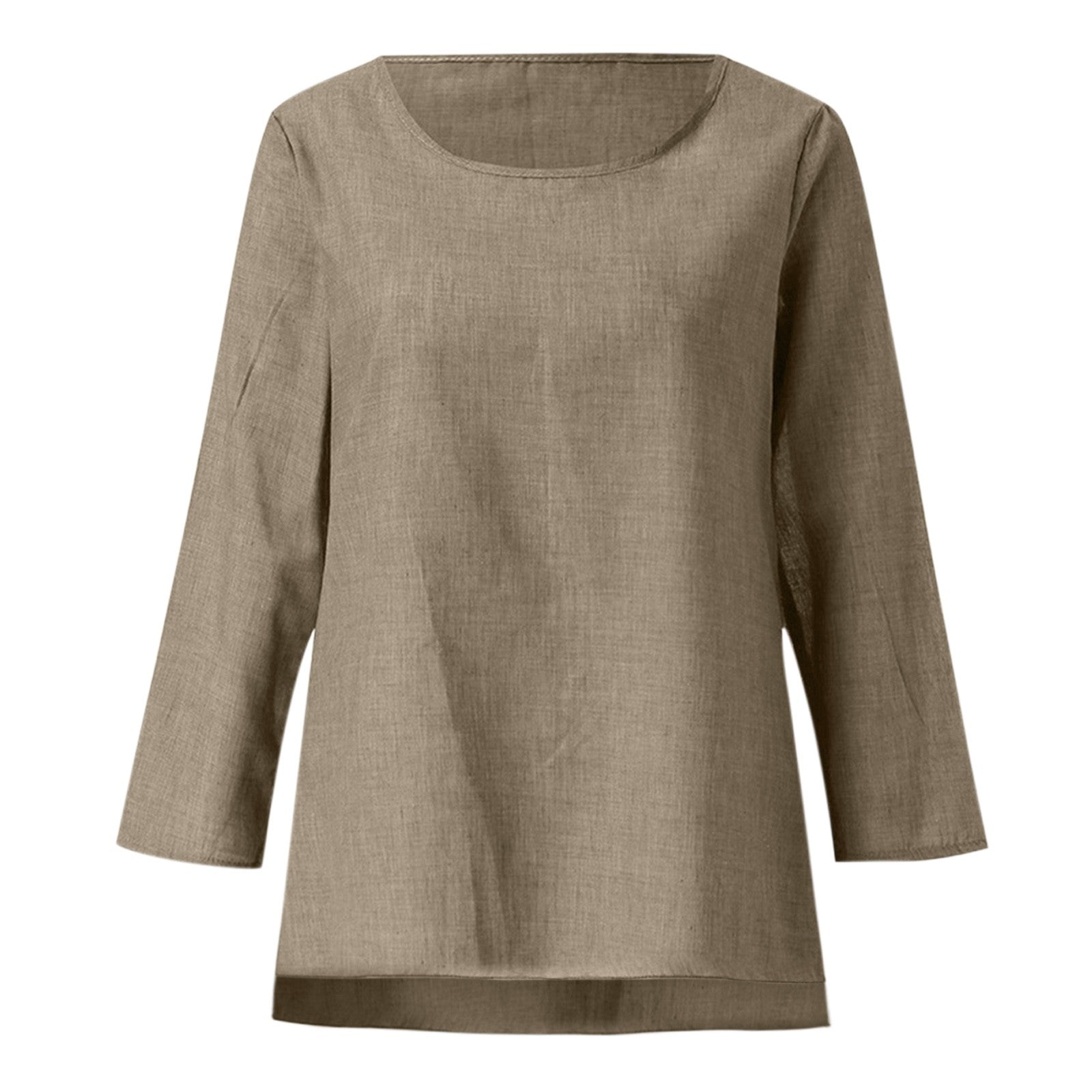 Vintage Cotton Linen Blouse Loose Blouses Summer Shirts Casual Long Sleeve Round Neck Solid Shirt