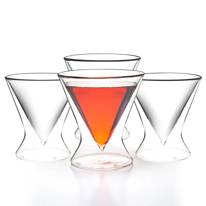 Double-Walled Stemless Martini Glasses - 8oz