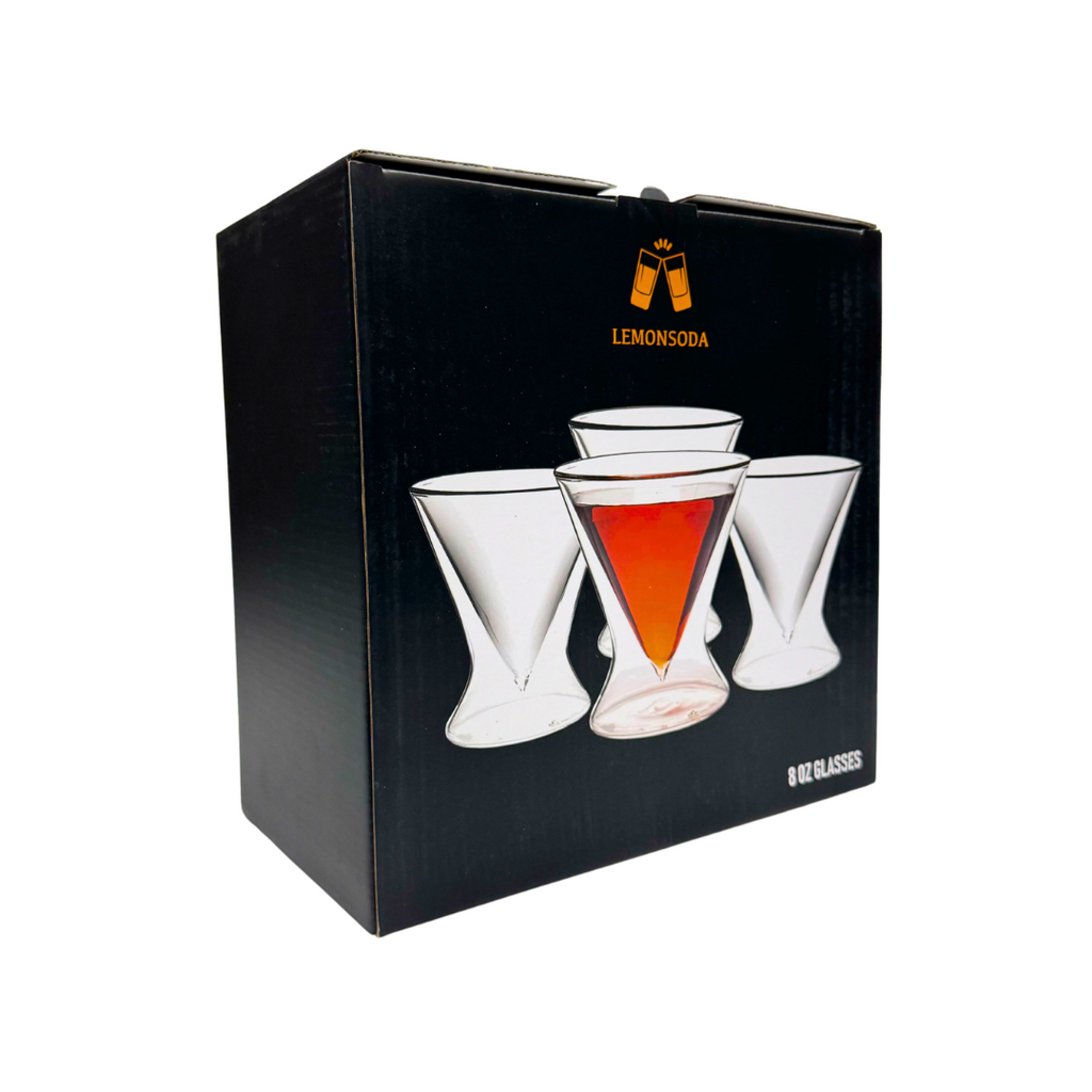 Double-Walled Stemless Martini Glasses - 8oz