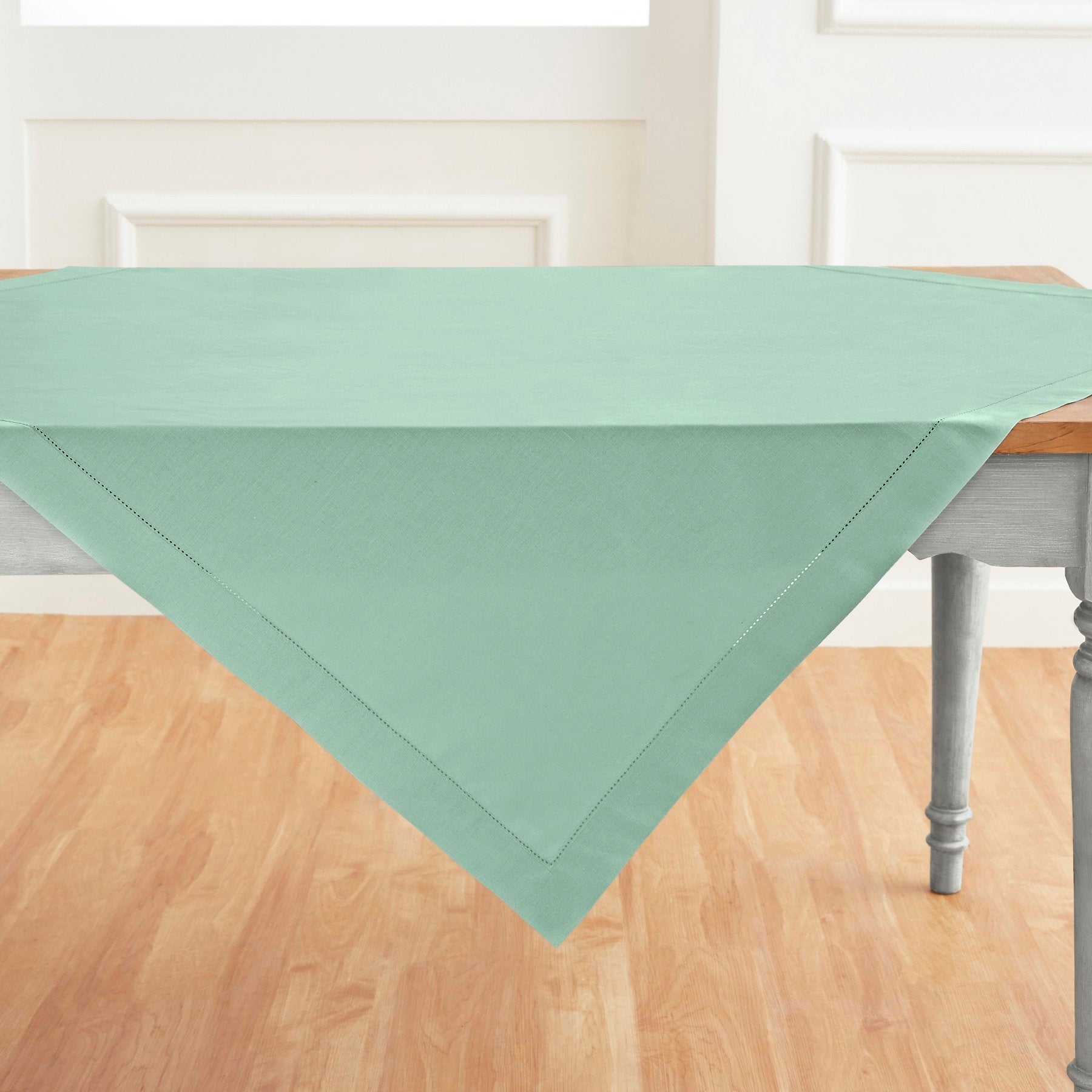 Cotton Linen Hemstitch Table Throw