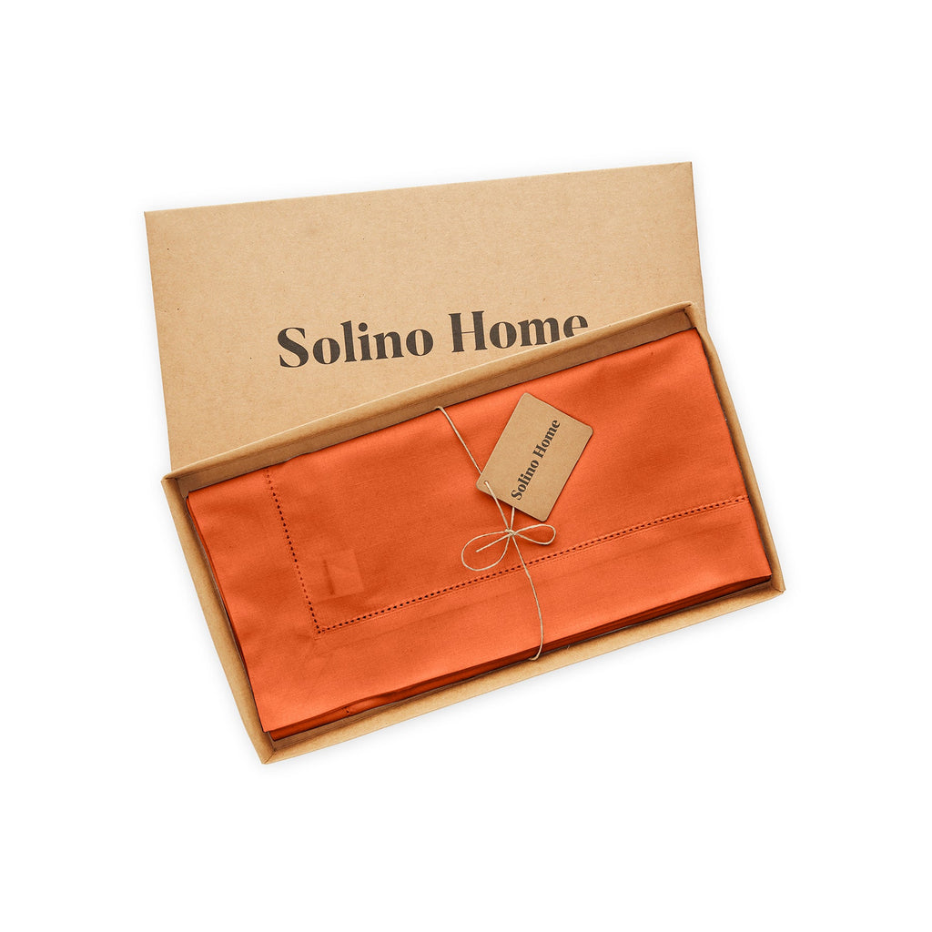 Cotton Linen Hemstitch Table Throw