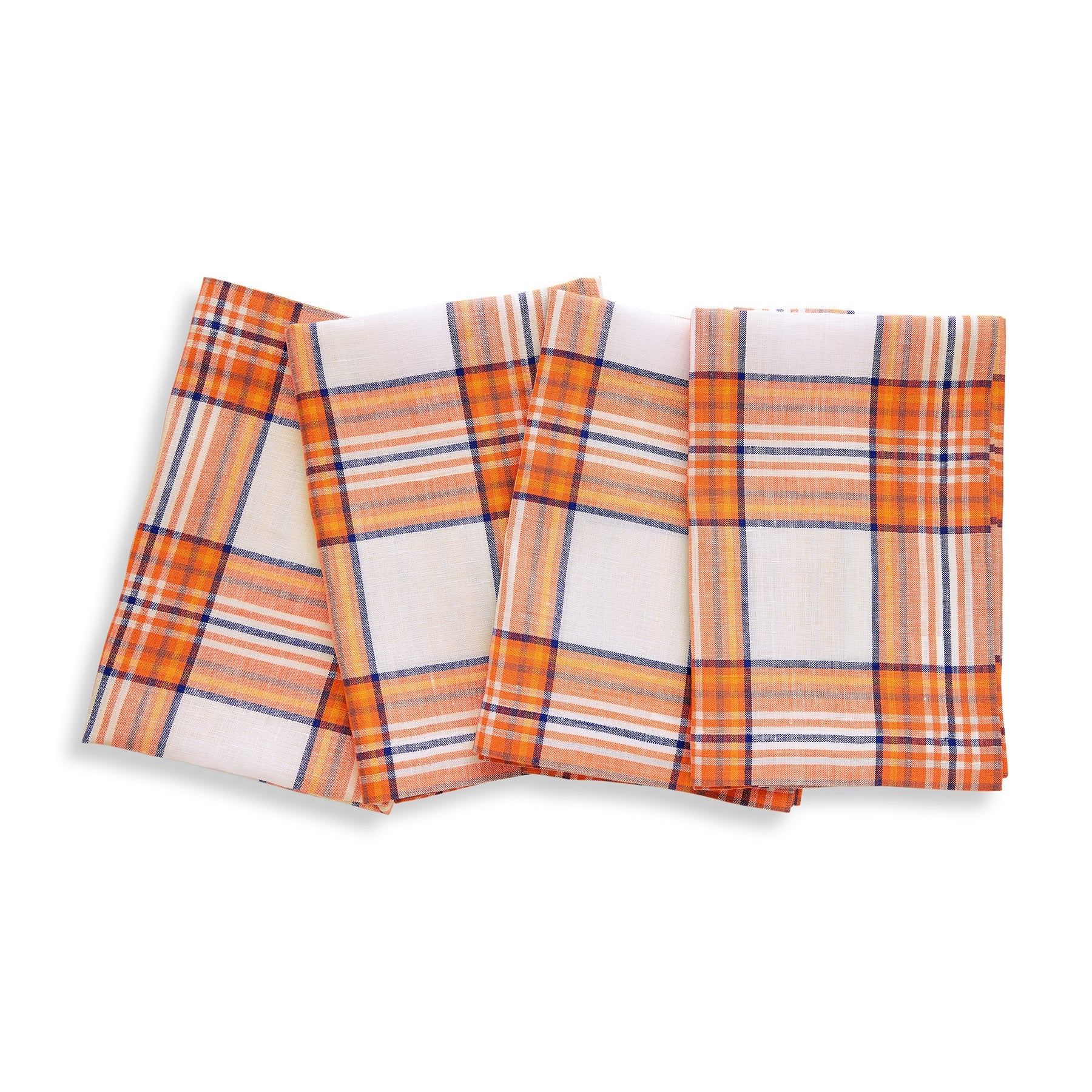 Orange Plaid Napkins, Set of 4