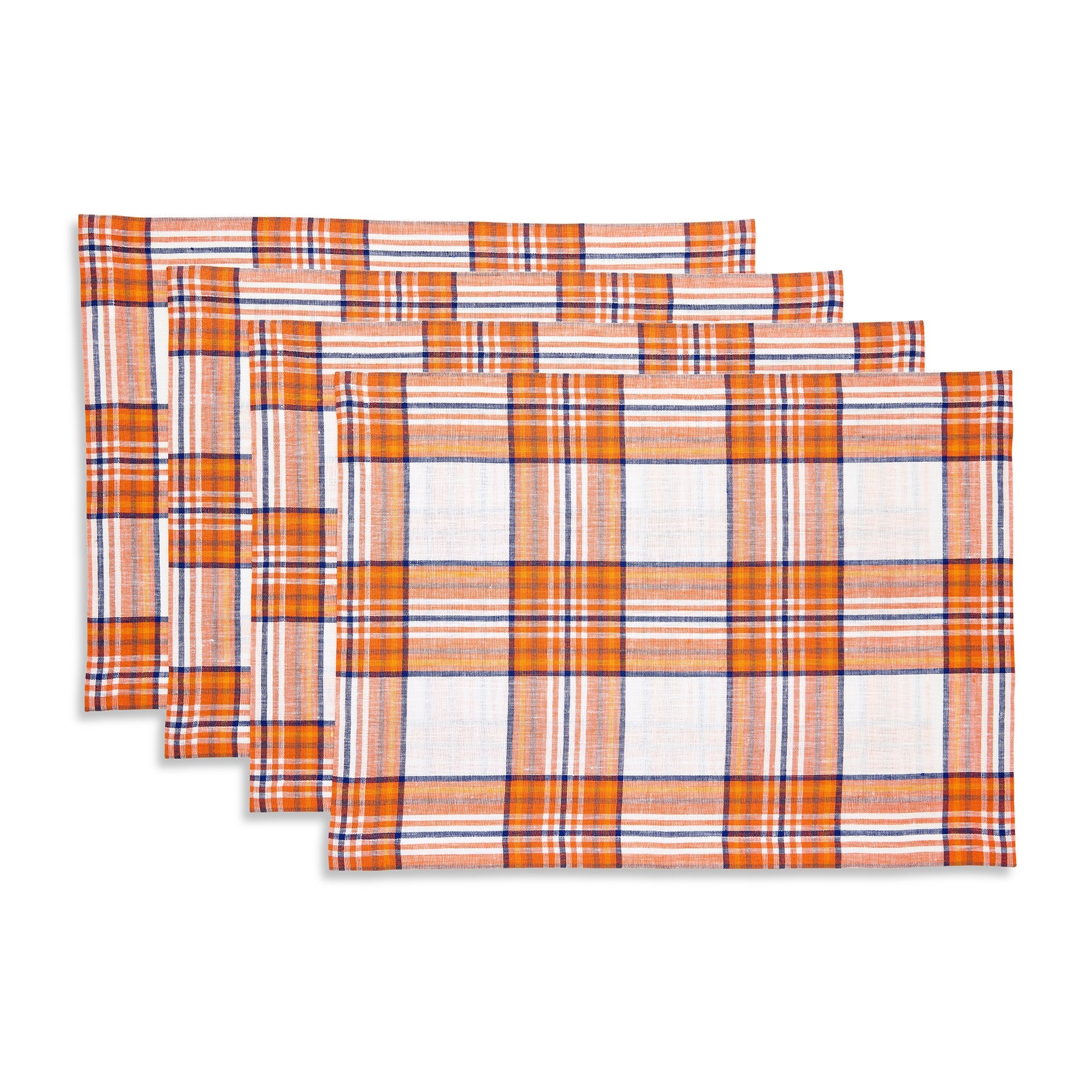 Orange Plaid Placemats, Set of 4