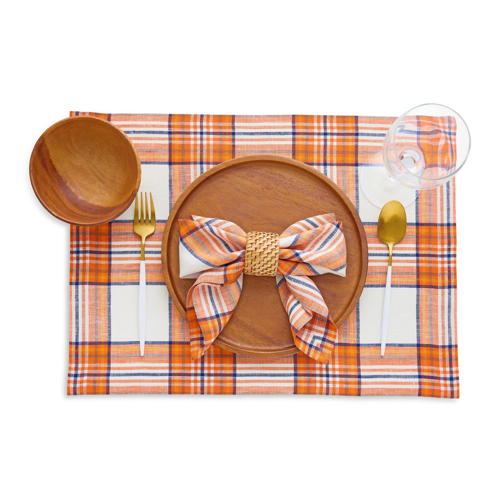 Orange Plaid Placemats, Set of 4