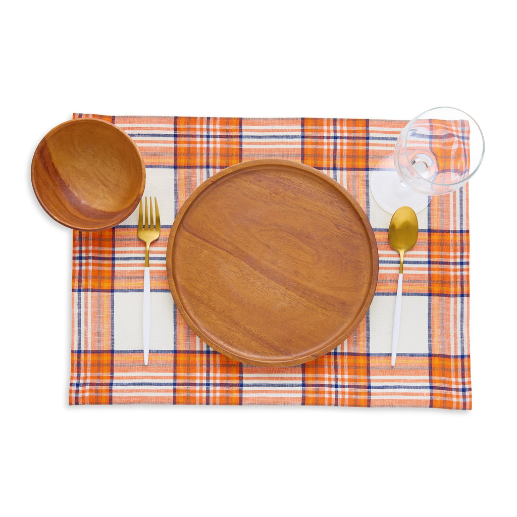 Orange Plaid Placemats, Set of 4