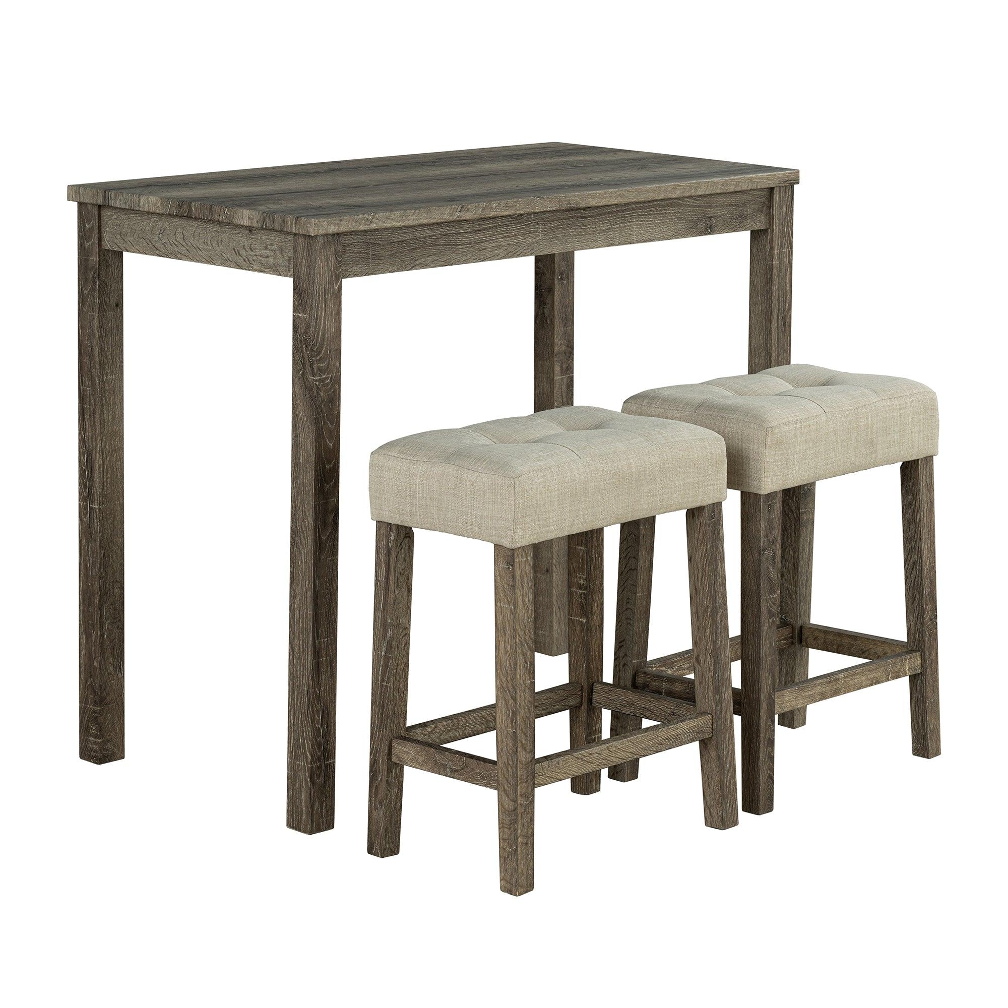 1 Traditional Breakfast Dining Table Set with 2 Stools for Apartment