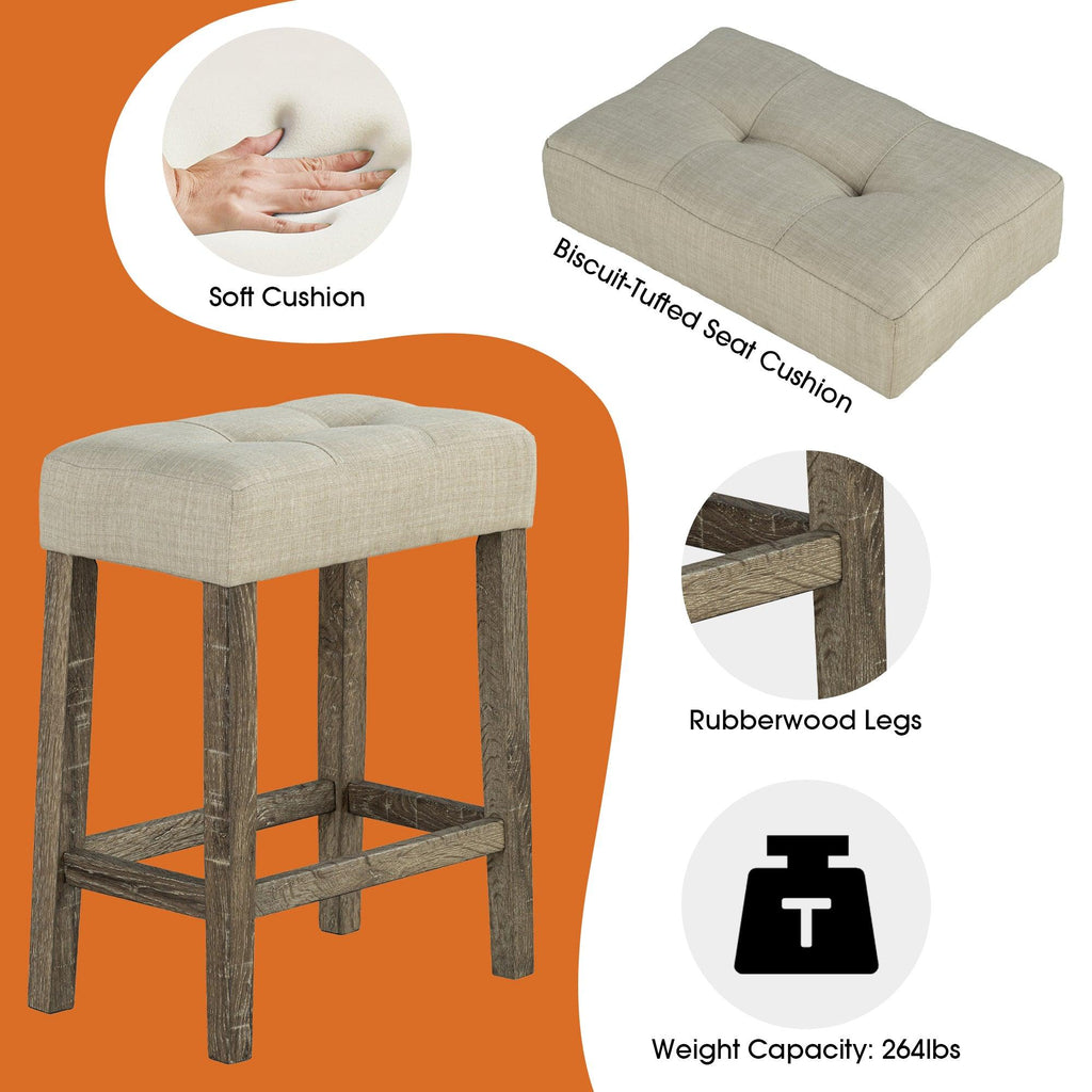 1 Traditional Breakfast Dining Table Set with 2 Stools for Apartment