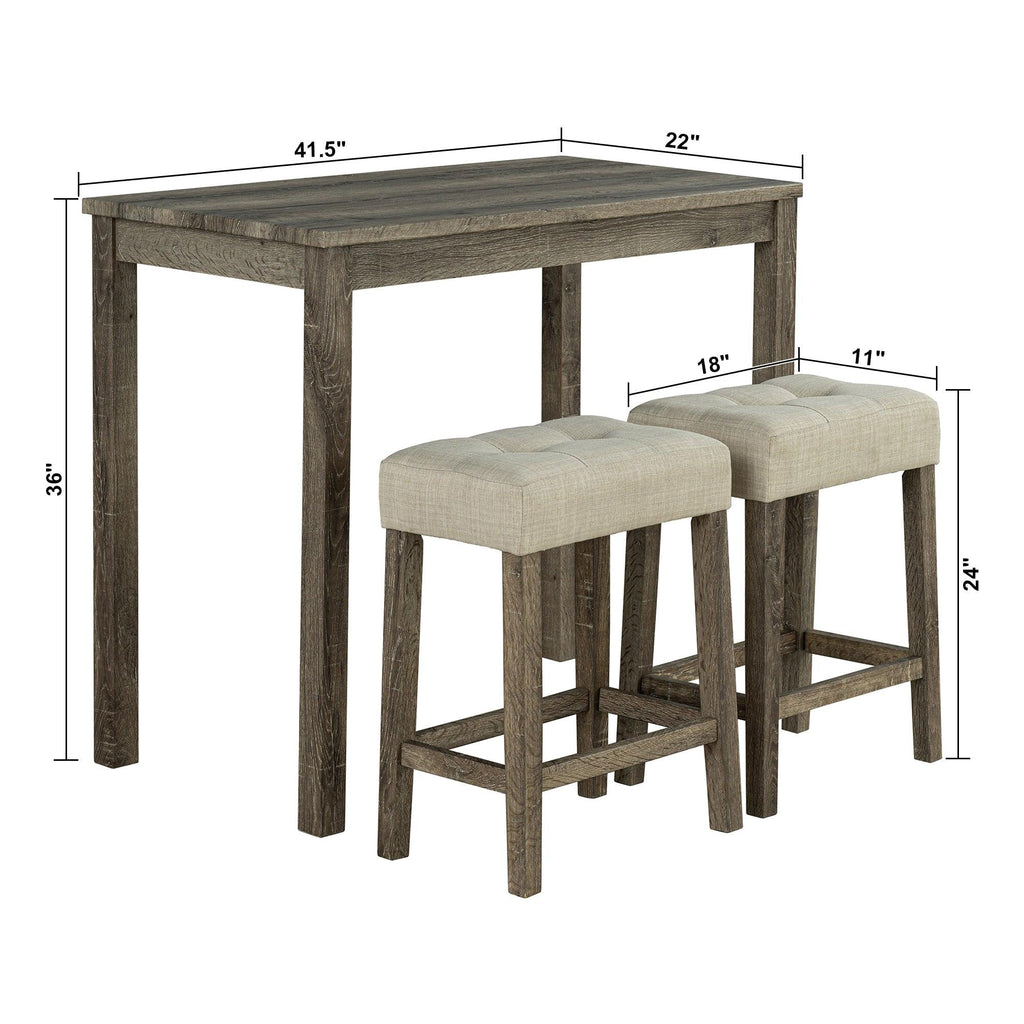 1 Traditional Breakfast Dining Table Set with 2 Stools for Apartment