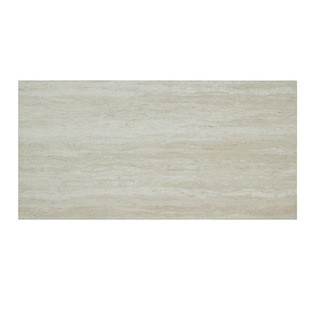 48" Modern Breakfast 1 Dining Table Set with 2 Stools for Apartment, Travertine Table Top