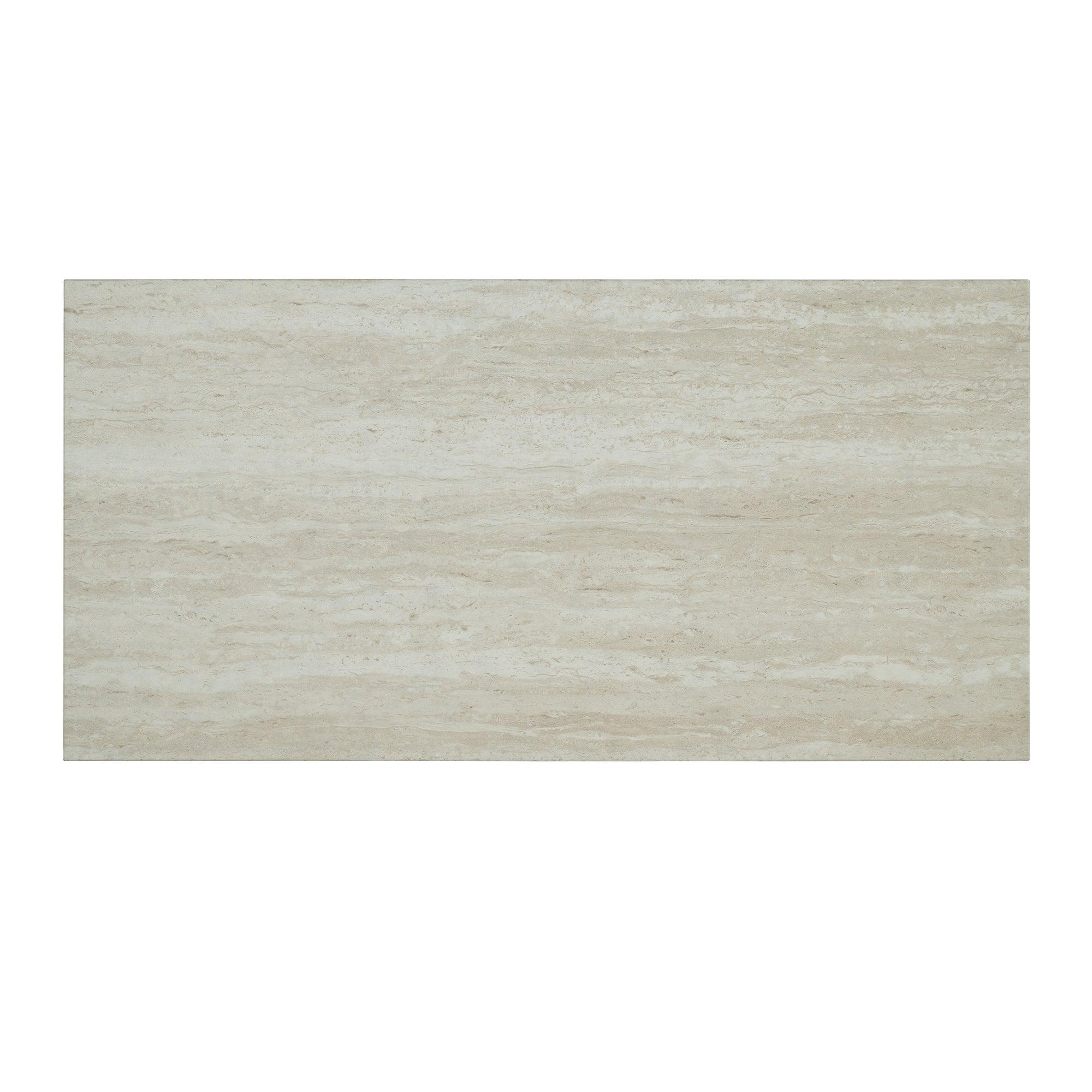 48" Modern Breakfast 1 Dining Table Set with 2 Stools for Apartment, Travertine Table Top