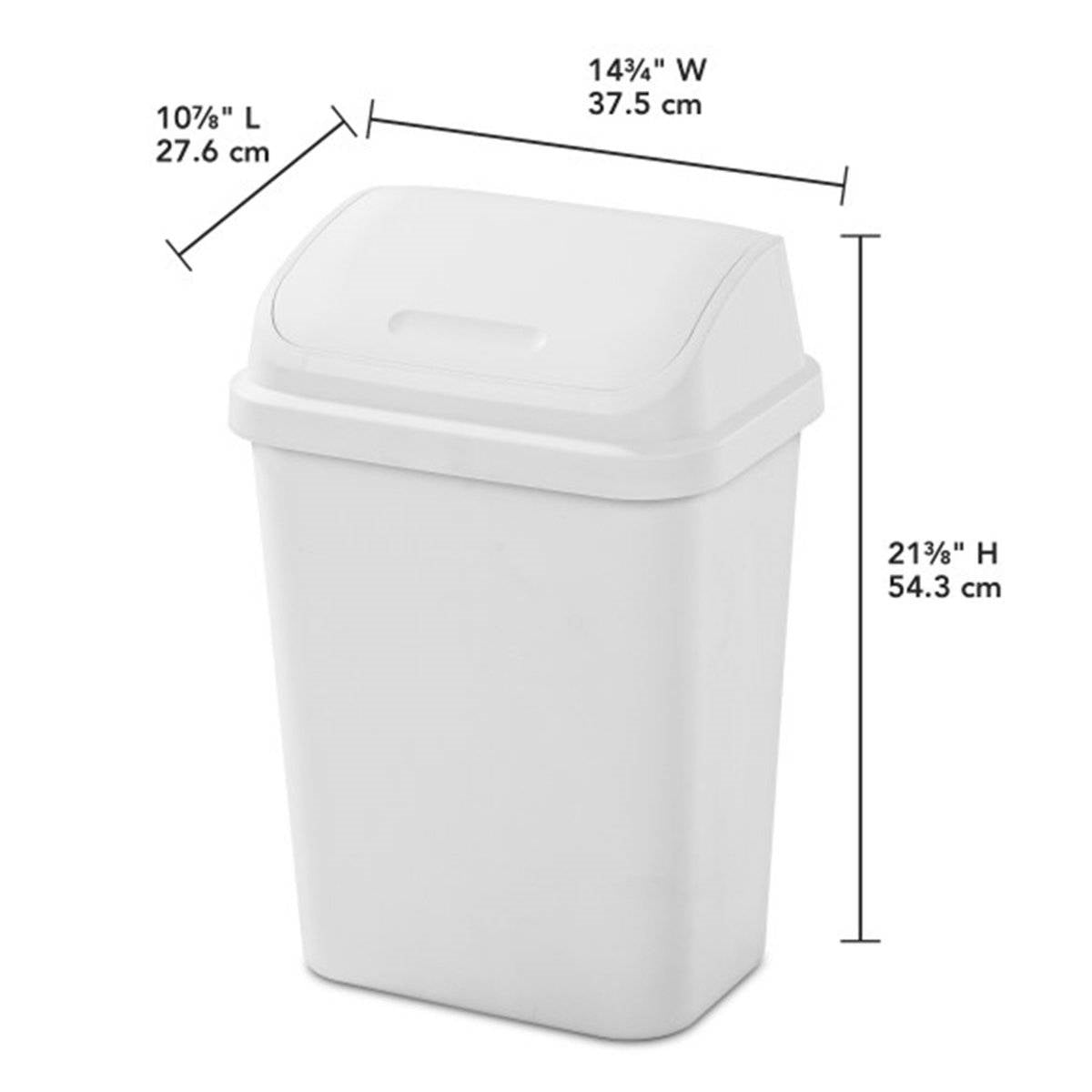 Set of 6 - White 7.8 Gallon Swing Top Kitchen Wastebasket Trash Can