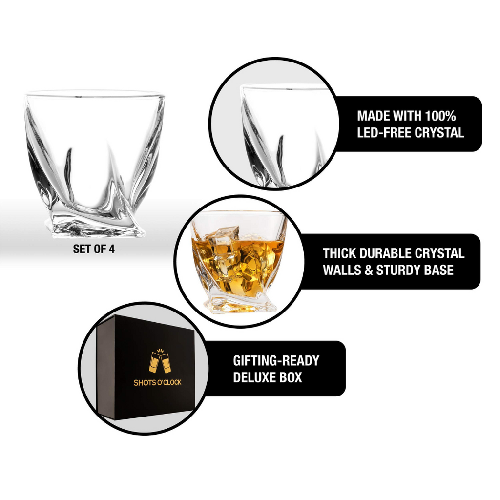 Premium Twisted Whiskey Glasses (10oz)