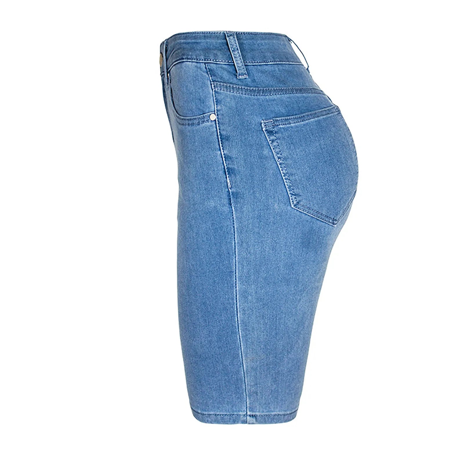 Casual Retro Black High Waist Denim Shorts for Women - Knee-long Summer Shorts