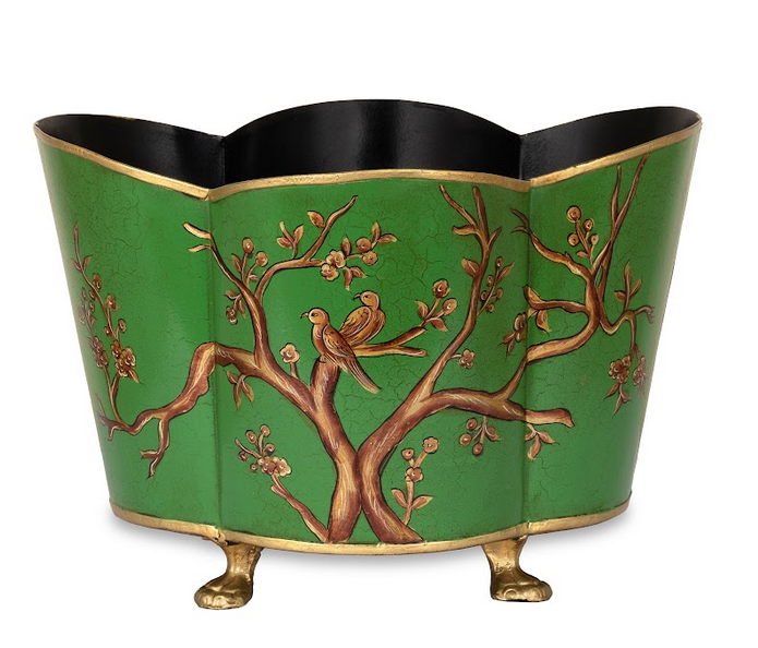 Green & Gold Quatrefoil Planter