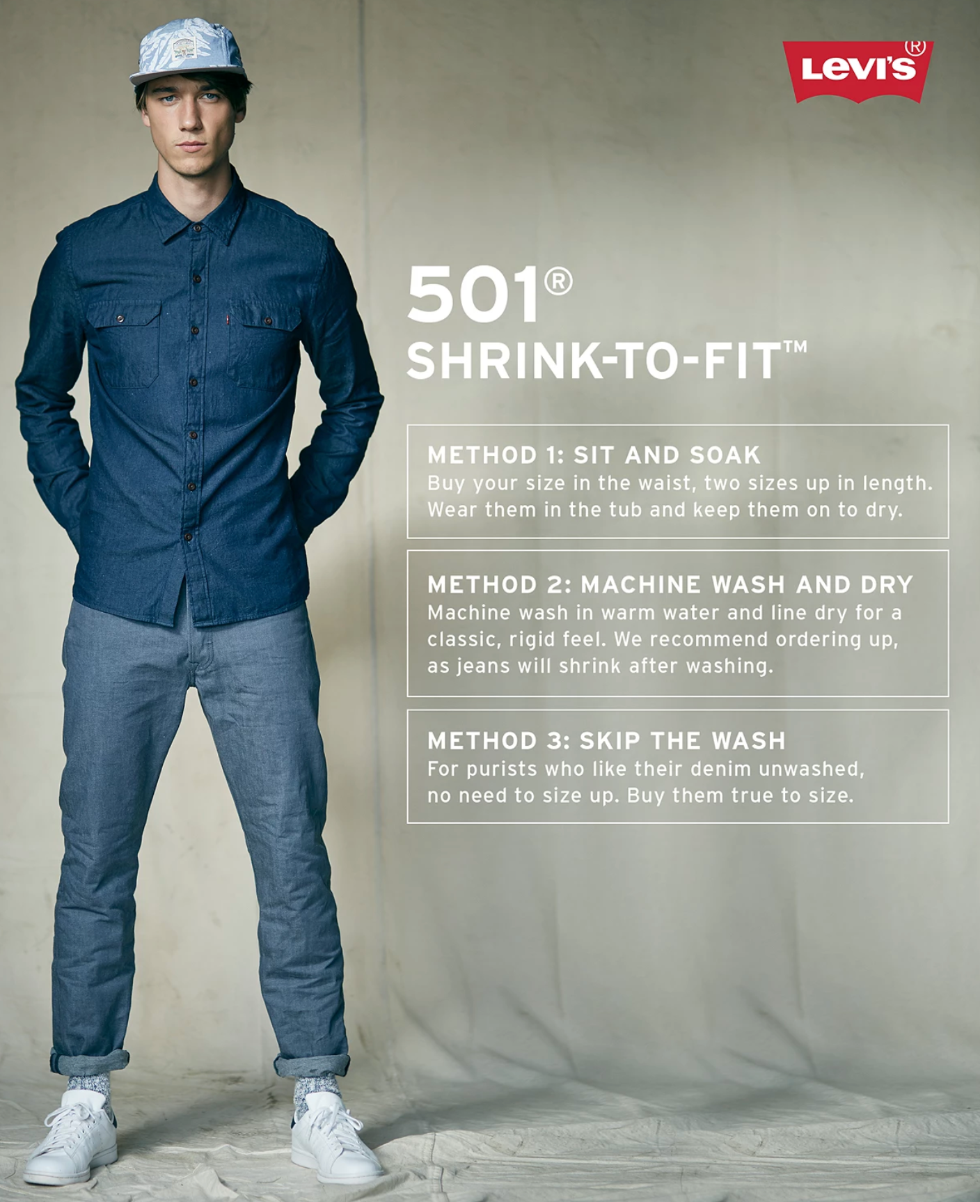 Mens Levi 501 Shrink To Fit Jeans