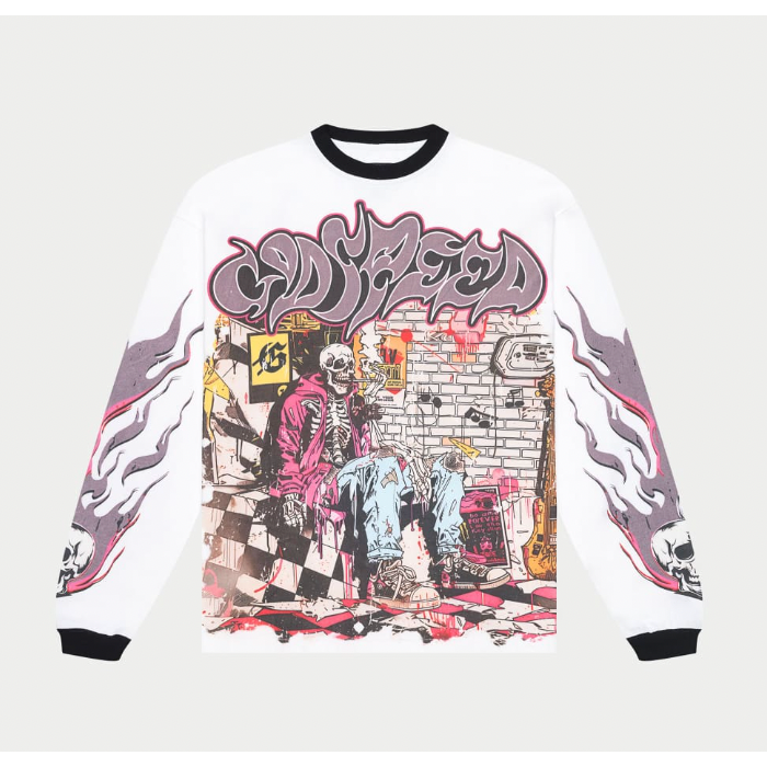 Godspeed Stoner Longsleeve  (White/Black)