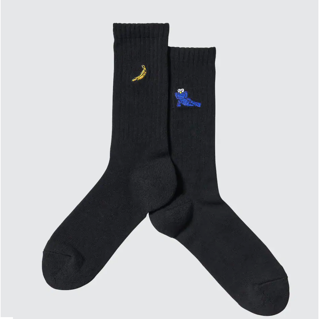 KAWS x Uniqlo Warhol Black UT Socks Banana