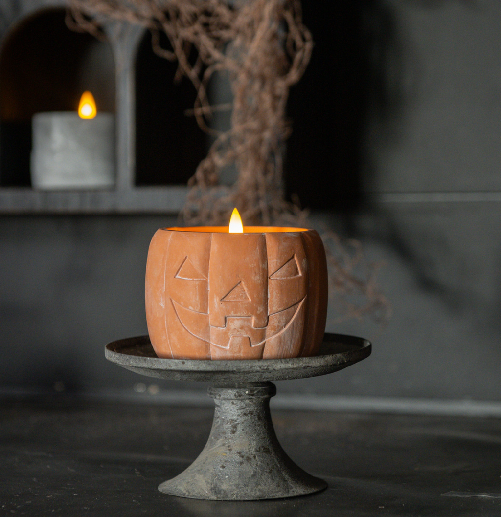 ORANGE JACK-O-LANTERN 3D FLAME CANDLE
