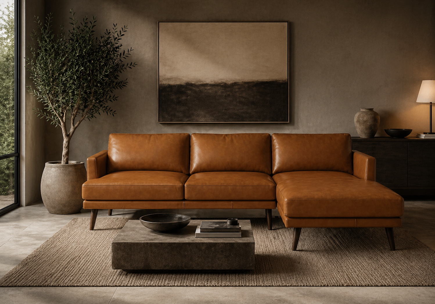 Lorie - Genuine Leather Sectional (Right Facing)
