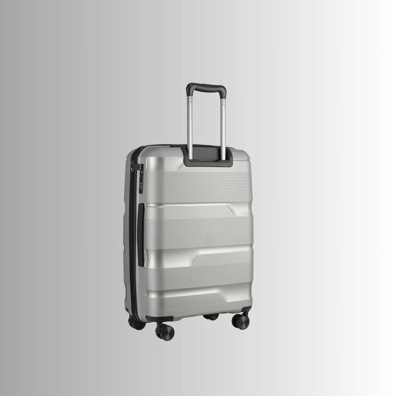 24-inch Silver Hardcase Roller Luggage with 360° Wheels & TSA Lock