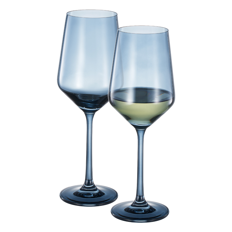 Tonal Stemmed Wine Glassware, Cloudy Blue, Set of 2