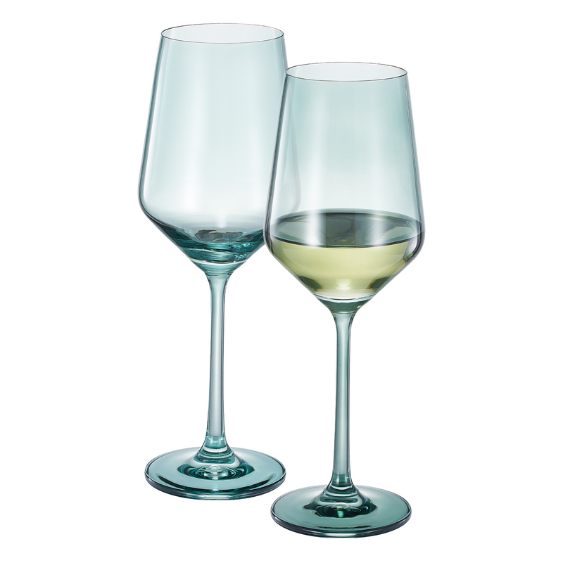 Tonal Stemmed Wine Glassware, Forest Green, Set of 2