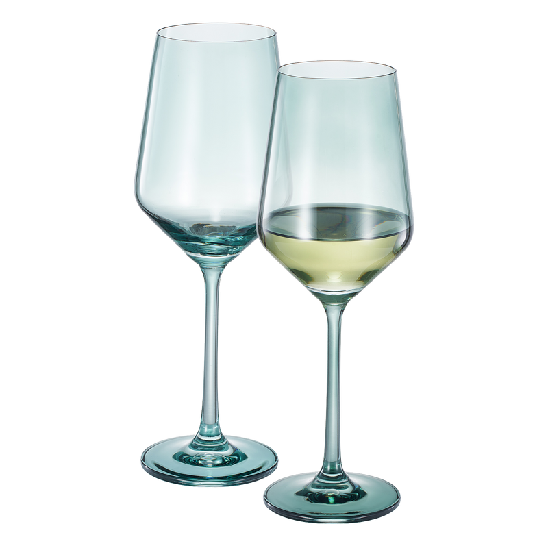Tonal Stemmed Wine Glassware, Forest Green, Set of 2
