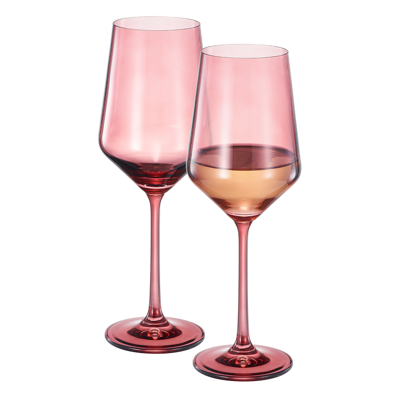 Tonal Stemmed Wine Glassware, Cranberry Red, Set of 2