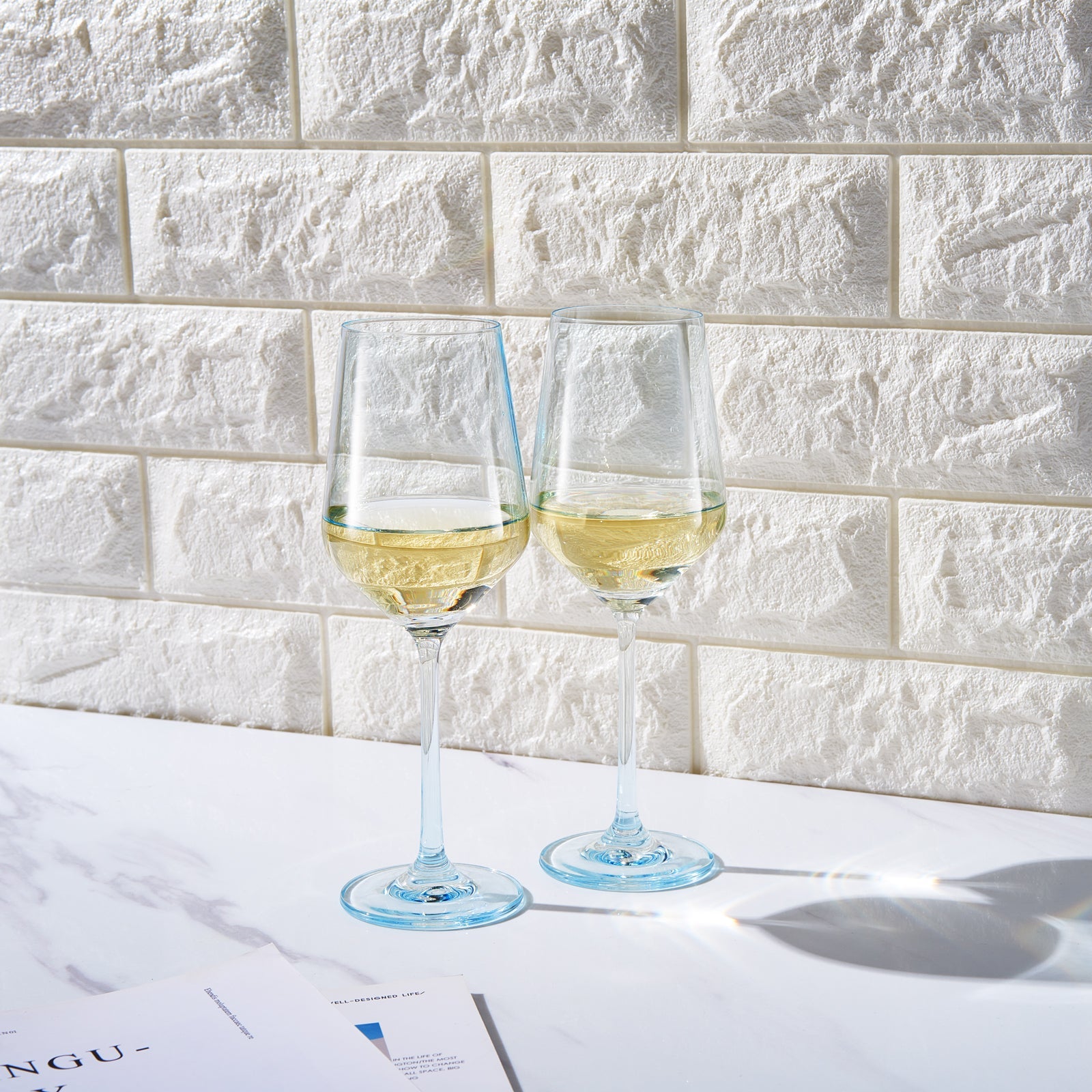 Monet Stemmed Wine Glassware, Blue, Set of 2