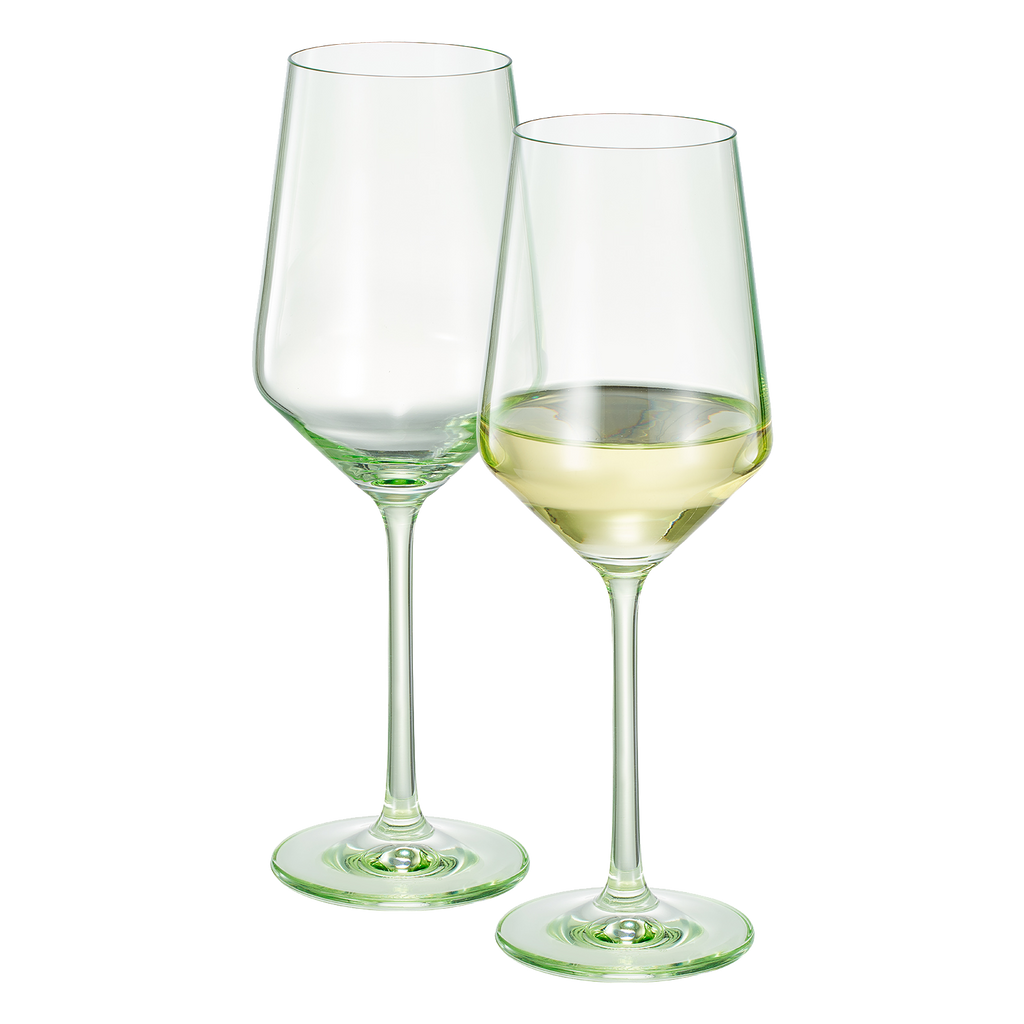 Monet Stemmed Wine Glassware, Green, Set of 2
