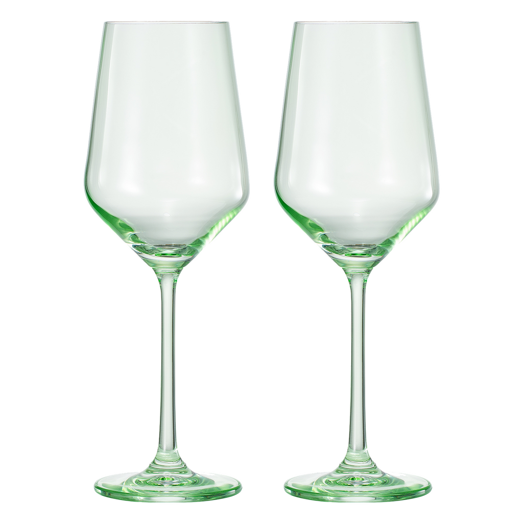 Monet Stemmed Wine Glassware, Green, Set of 2