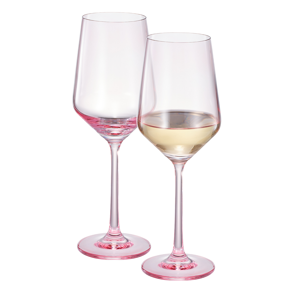 Monet Stemmed Wine Glassware, Magenta, Set of 2