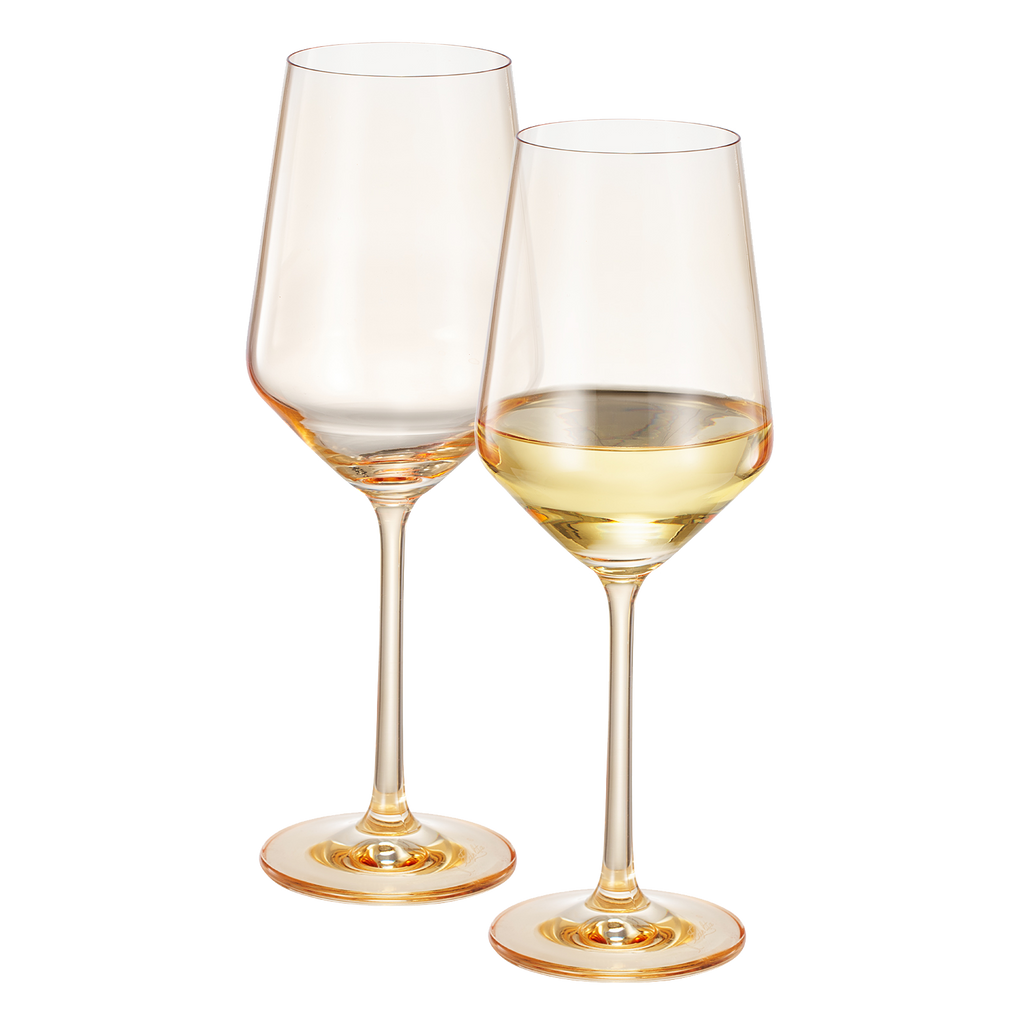 Monet Stemmed Wine Glassware, Yellow, Set of 2