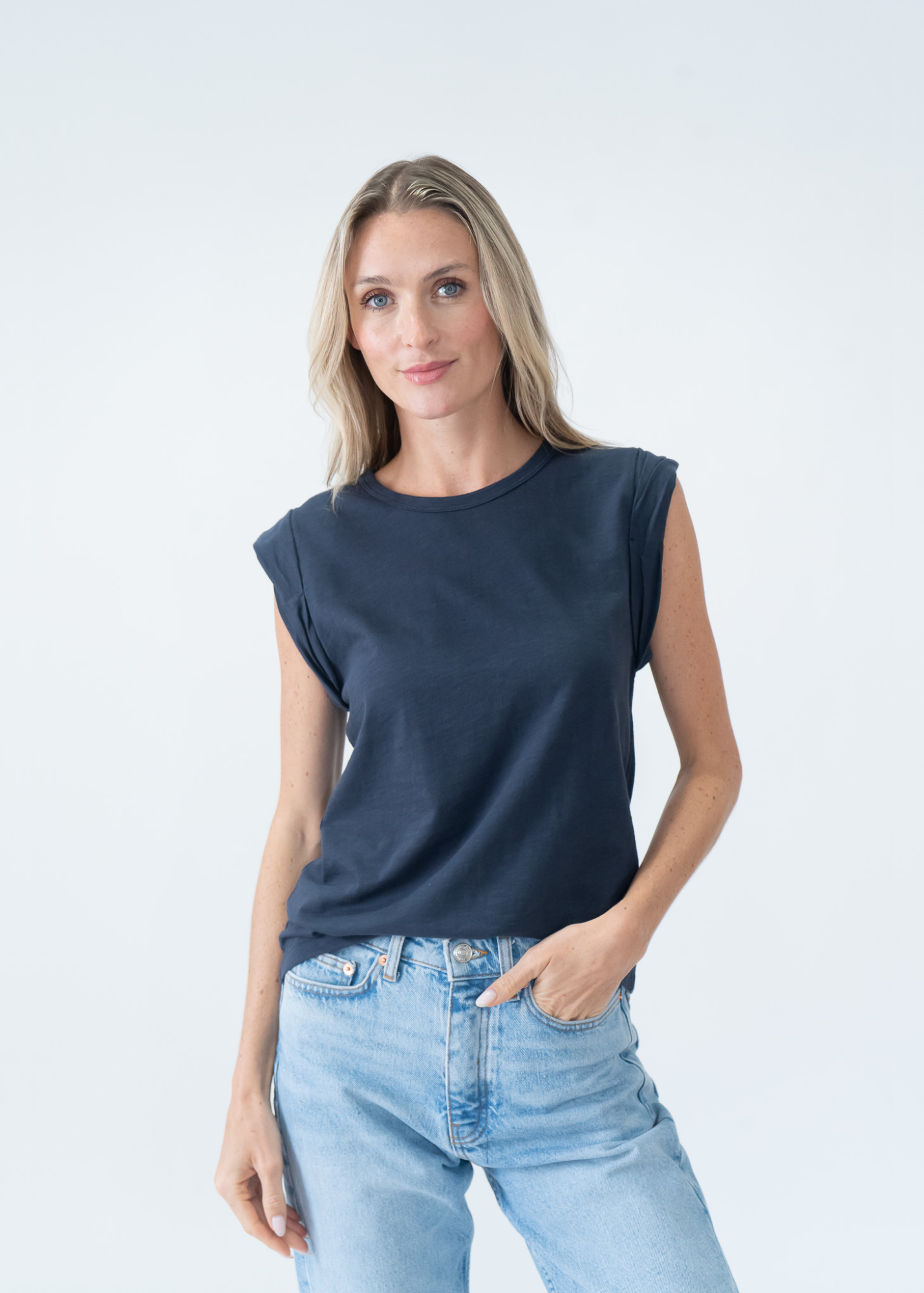 Caroline Twist Tee Navy