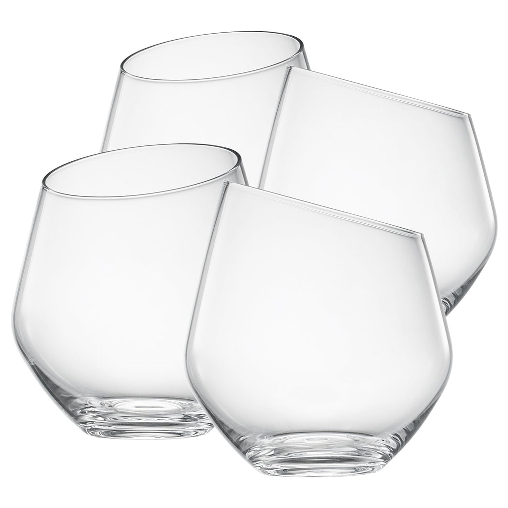 Classica Slanted Stemless Wine Glassware, Set of 4