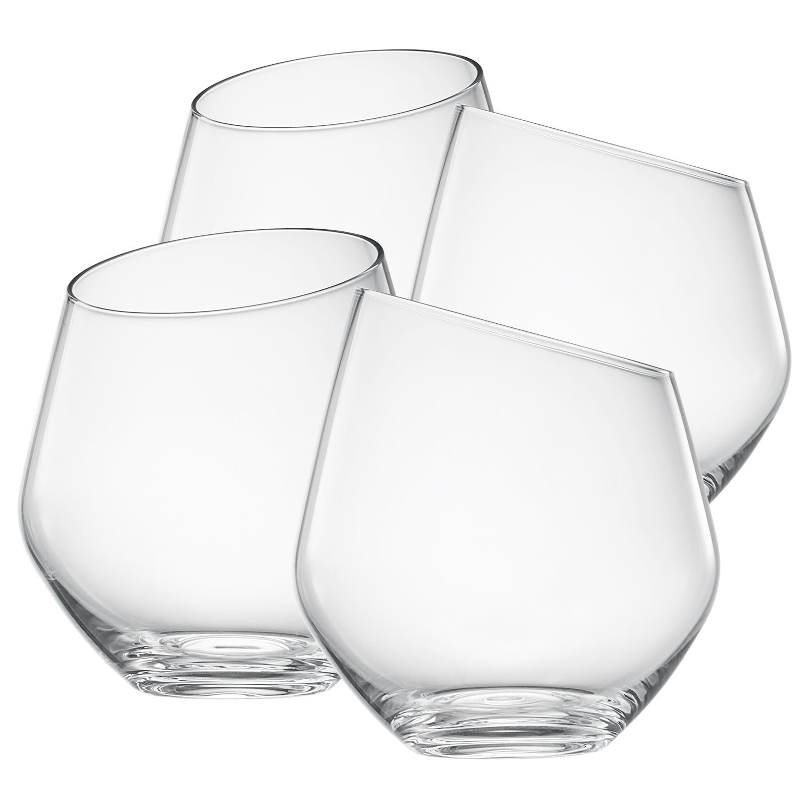 Classica Slanted Stemless Wine Glassware, Set of 4